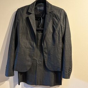 Banana Republic dark gray plaid blazer and skirt set